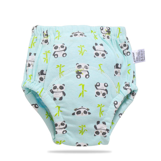 Color: Panda, Size: 100 - Baby training learning pants baby gauze diaper pants