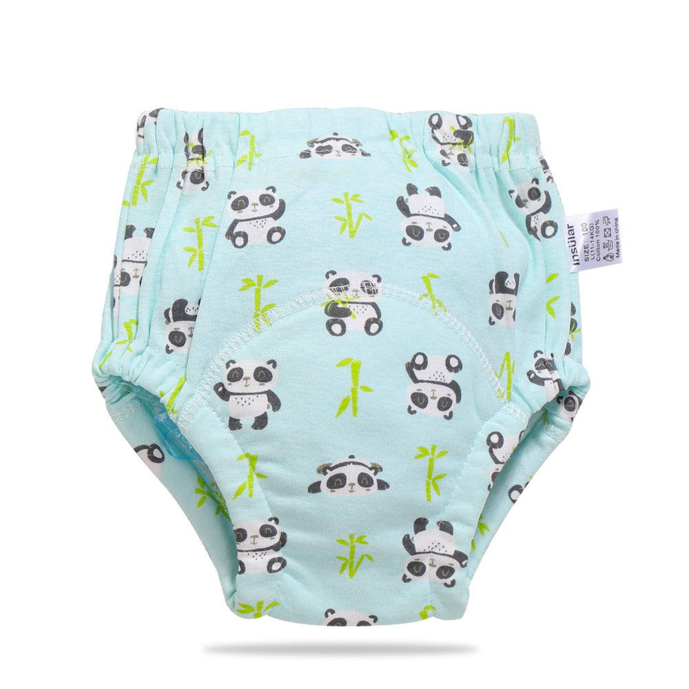 Color: Panda, Size: 90 - Baby training learning pants baby gauze diaper pants