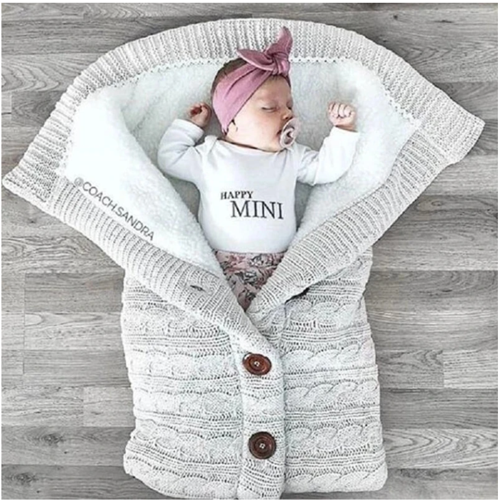 Color: Light grey - Baby Thickened Plus Velvet Warm Sleeping Bag