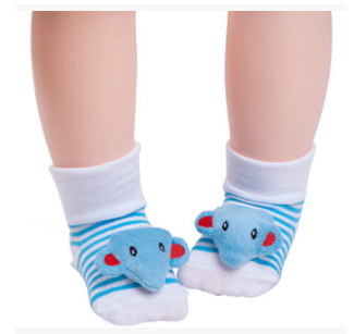 style: Blue, Age: 0to12months - Cute Animal Cartoon Non-Slip Rubber Cotton Socks