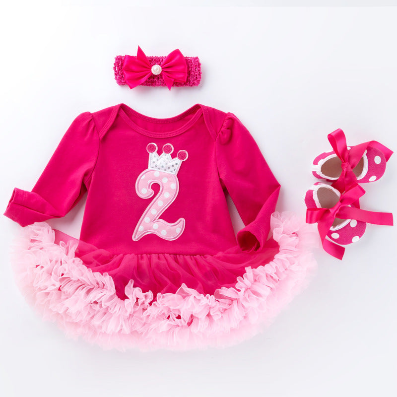 Three-piece suit of baby toddler shoes dress