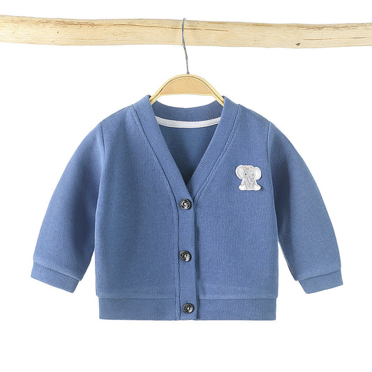 Color: Grey blue, Size: 80cm - Baby Knitwear Cardigan Jacket Infant Clothing Girls