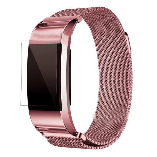 Color: Rose gold, Size: L - Milanese Colored Stainless Steel Fitbit Charge 2 Strap