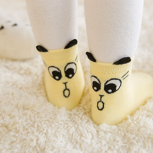 Color: Yellow eyes, Size: M - New Arrival Newborn Socks Cartoon Cotton Baby Socks No-slip Infant Cotton Socks