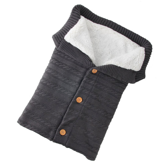 Color: Dark grey 2pcs - Baby Thickened Plus Velvet Warm Sleeping Bag