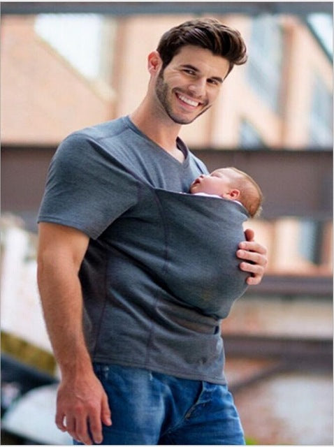 style: Dad Grey, Size: 2XL - Mom Carrier Baby Tshirt Cloth