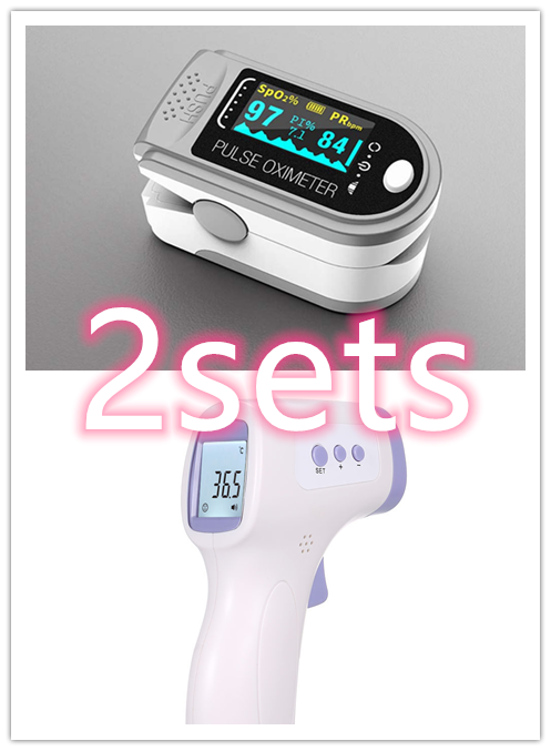 Color: Grey 2sets - Portable Blood Oxygen Monitor Finger Pulse Oximeter