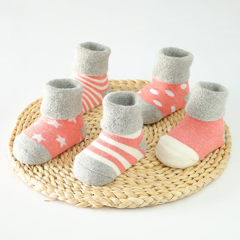 New thick and warm middle tube children's terry cotton socks