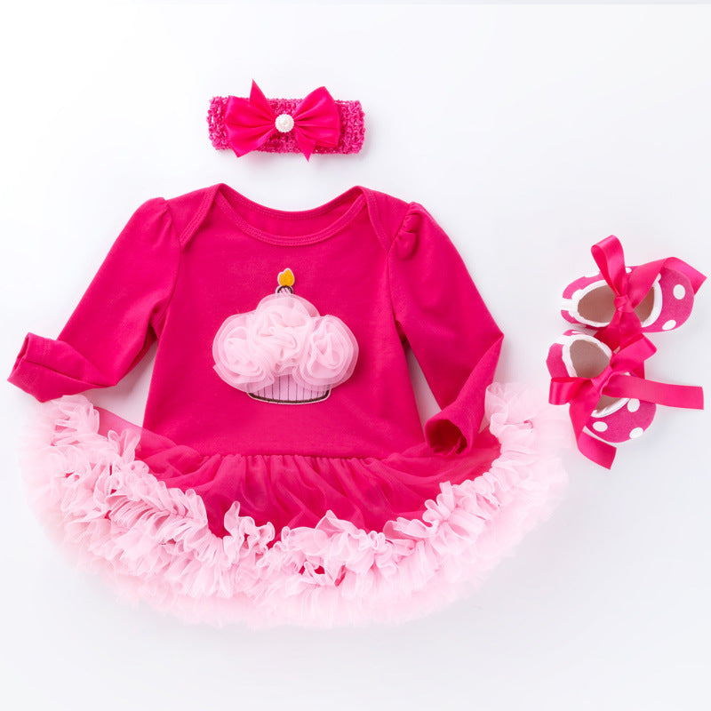 Three-piece suit of baby toddler shoes dress