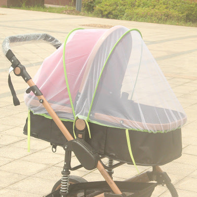 Color: Green edge - Increase baby stroller nets Baby stroller encryption full cover nets General dustproof and anti-mosquito