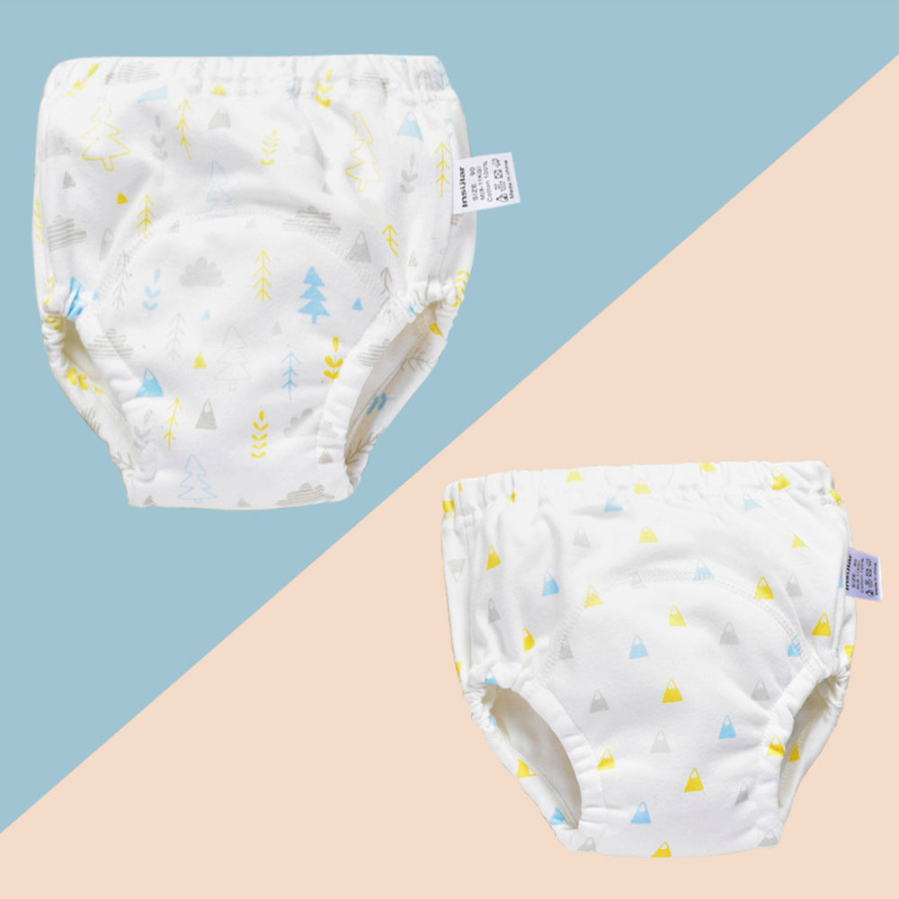 Color: Woods, Size: 100 - Baby training learning pants baby gauze diaper pants