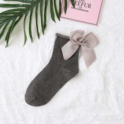 Back bow cotton socks