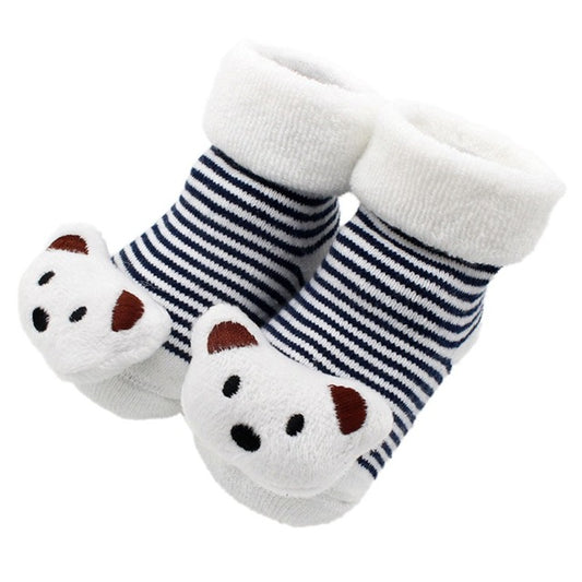 Color: Little bear, Kid Sock Size: S - Stitching doll socks baby baby floor socks