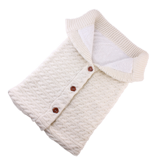 Color: White - Baby Thickened Plus Velvet Warm Sleeping Bag