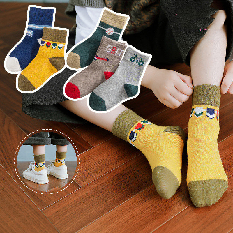Children's socks autumn and winter combed cotton cartoon