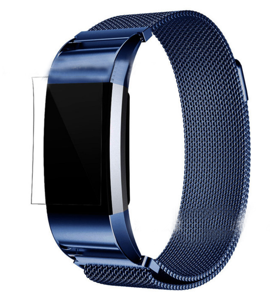 Color: Blue, Size: L - Milanese Colored Stainless Steel Fitbit Charge 2 Strap