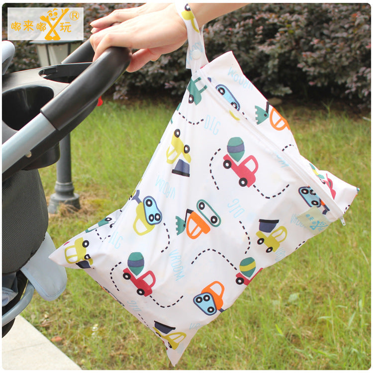 Single-layer zipper baby out waterproof diaper bag