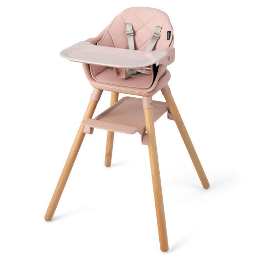 6-in-1 Baby High Chair with Removable Dishwasher and Safe Tray-Pink - Color: Pink