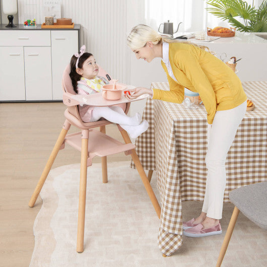 6-in-1 Baby High Chair with Removable Dishwasher and Safe Tray-Pink - Color: Pink