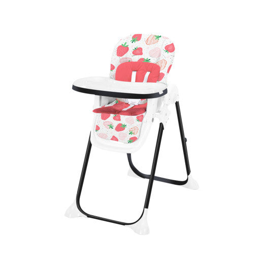 Baby High Chair Folding Feeding Chair with Multiple Recline and Height Positions-Red - Color: Red