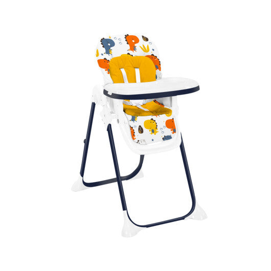 Baby High Chair Folding Feeding Chair with Multiple Recline and Height Positions-Yellow - Color: Yellow