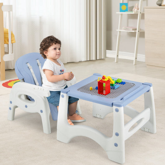 6-in-1 Baby High Chair with Removable Double Tray-Blue - Color: Blue