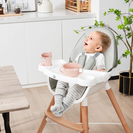 Baby High Chair with Dishwasher Safe Tray-Gray - Color: Gray