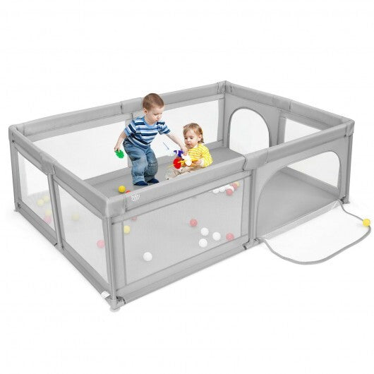 Extra-Large Safety Baby Fence with 50 Ocean Balls-Gray - Color: Gray