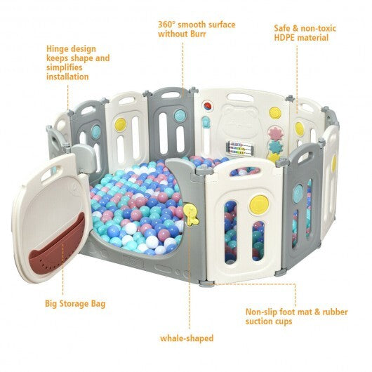 12 Panel Baby Playpen Kids Activity Play Yard