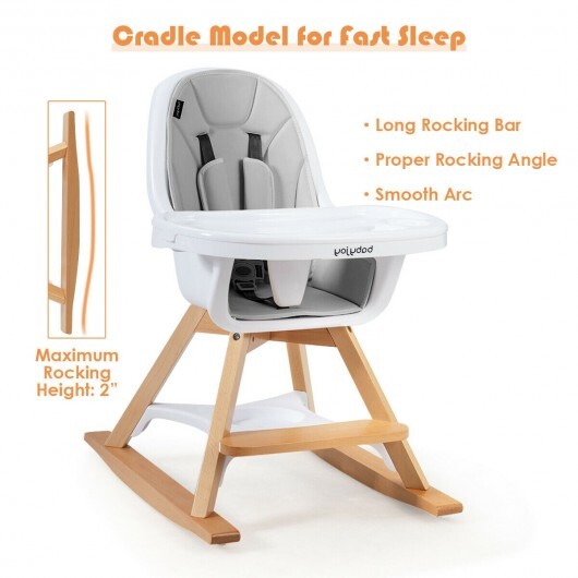 3-in-1 Convertible Wooden Baby High Chair-Gray - Color: Gray