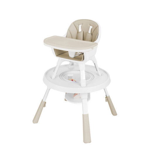 6-in-1 Baby High Chair Infant Activity Center with Height Adjustment-Beige - Color: Beige