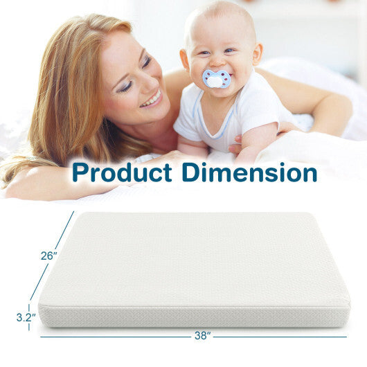 38 x 26 Inch Dual Sided Pack N Play Baby Mattress Pad with Removable Washable Cover-White