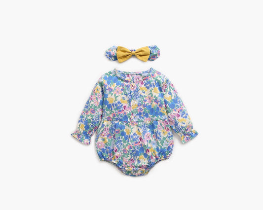 Baby Girl 1pcs Flower Pattern Long Sleeved Fashion Hot Selling Bodysuit Onesies & Headband