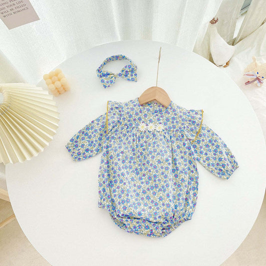 Baby Girl 1pcs Ditsy Flower Pattern Frill Trim Design Onesies