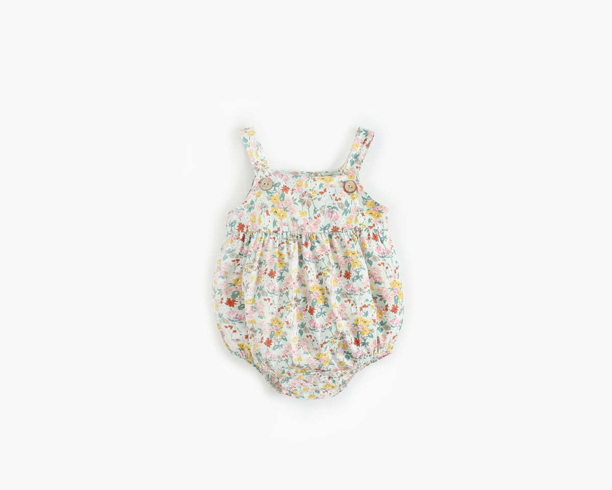 Baby Girls Floral Print Pattern Sleeveless Onesies In Summer