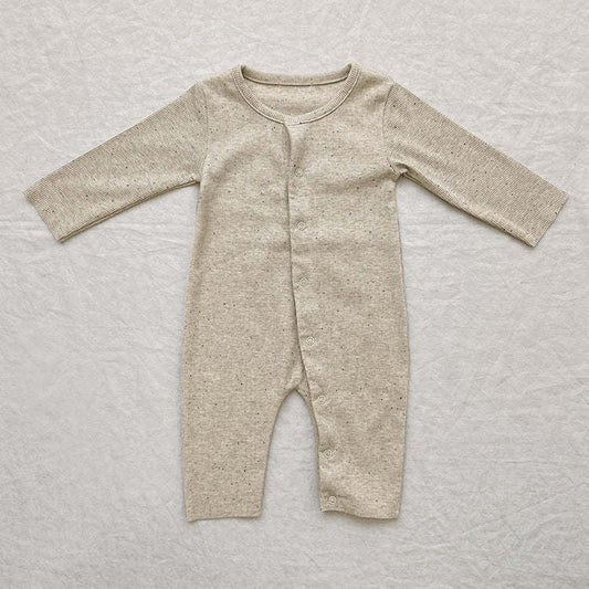 Baby Solid Color Pit Strip Fabric Long Sleeve Onesie Or Jumpsuit (Without Hat)