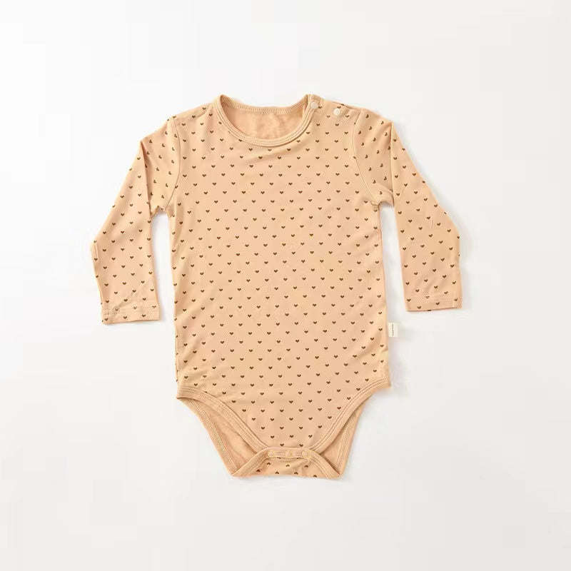 Baby Floral & Heart Pattern Soft Cotton Long Sleeved Onesies