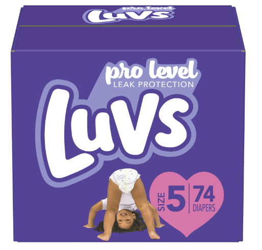 Luvs Pro Level Leak Protection Diapers, Size 5, 74 Count