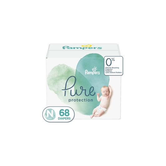 Pampers Pure Protection Natural Newborn Diapers, Size Newborn, 68 Count