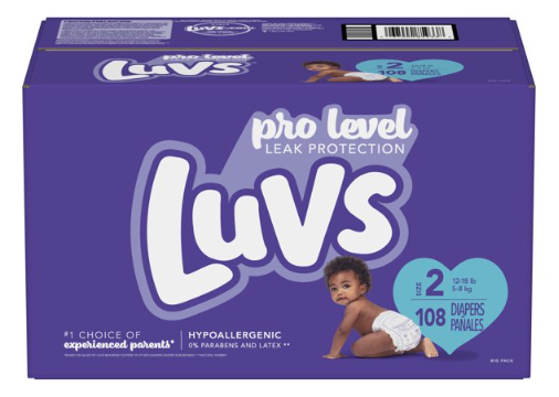 Luvs Pro Level Overnight Soft Wetness Indicator Diapers - Size 2, 108 Count