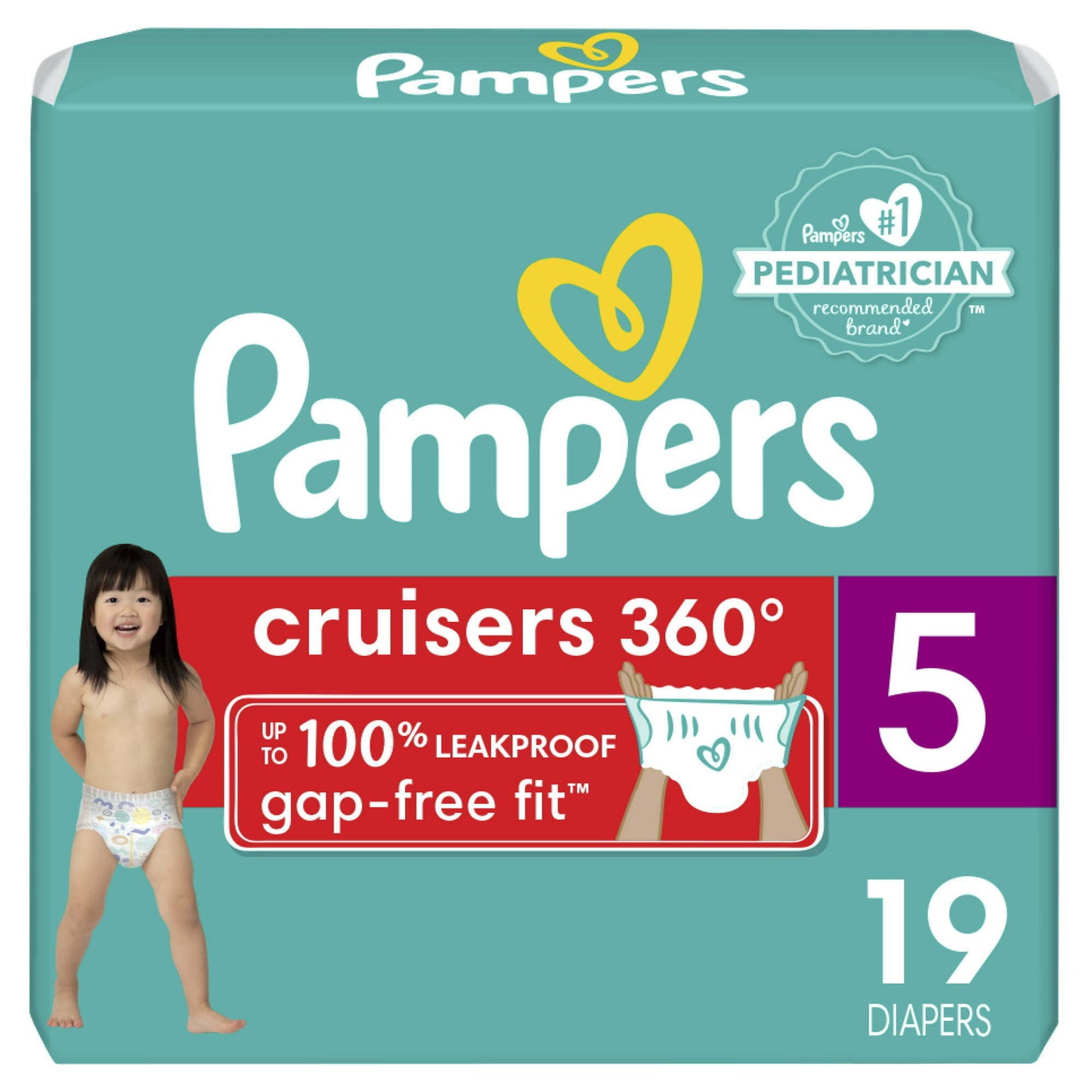 Pampers Cruisers 360 Fit Diapers, Active Comfort, Size 5, 56 Count