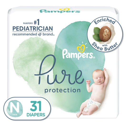 Pampers Pure Protection Natural Diapers Size Newborn, 31 Count