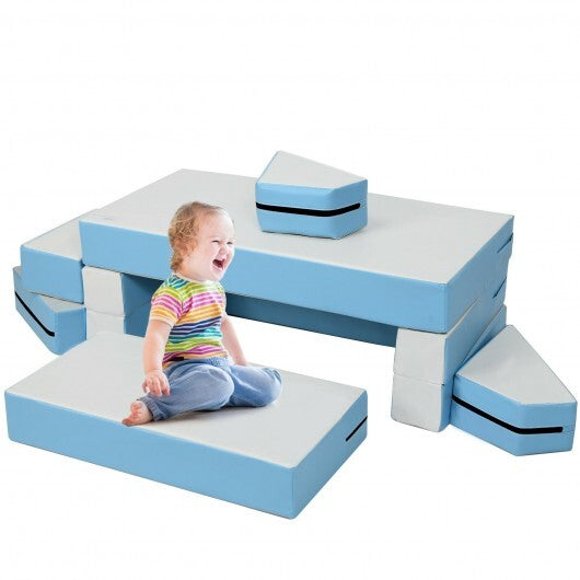 4-in-1 Crawl Climb Foam Shapes Toddler Kids Playset-Blue - Color: Blue