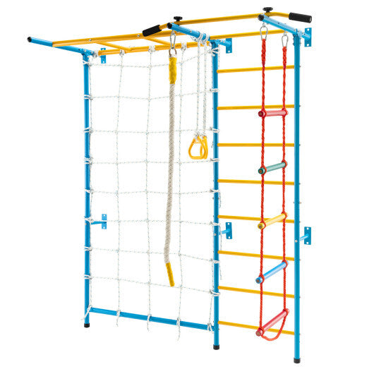 7 In 1 Kids Indoor Gym Playground Swedish Wall Ladder-Yellow