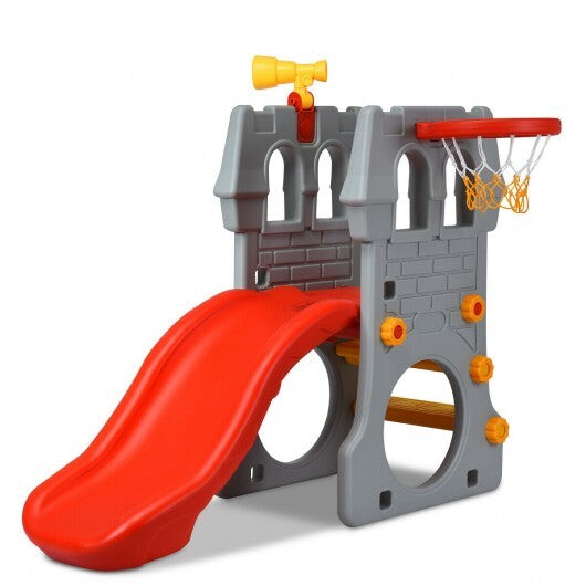 5 in 1 Toddler Climber Slide Playset with Basketball Hoop and Telescope