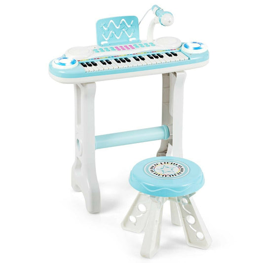 37-key Kids Electronic Piano Keyboard Playset-Blue - Color: Blue