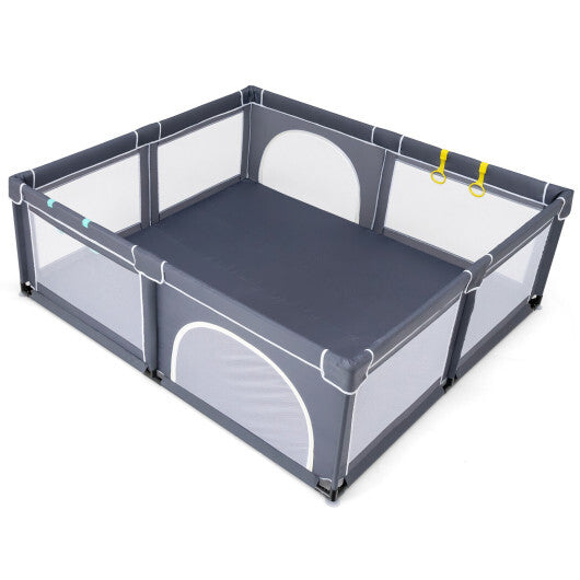 Large Infant Baby Playpen Safety Play Center Yard with 50 Ocean Balls-Dark Gray - Color: Dark Gray