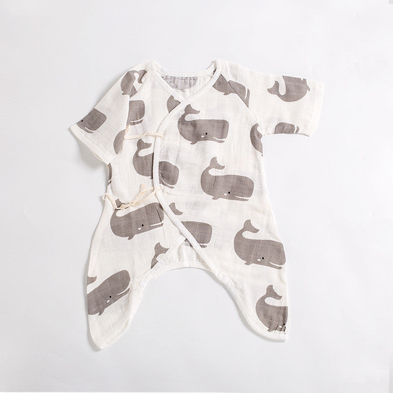 Newborn Cotton Gauze Romper Cartoon