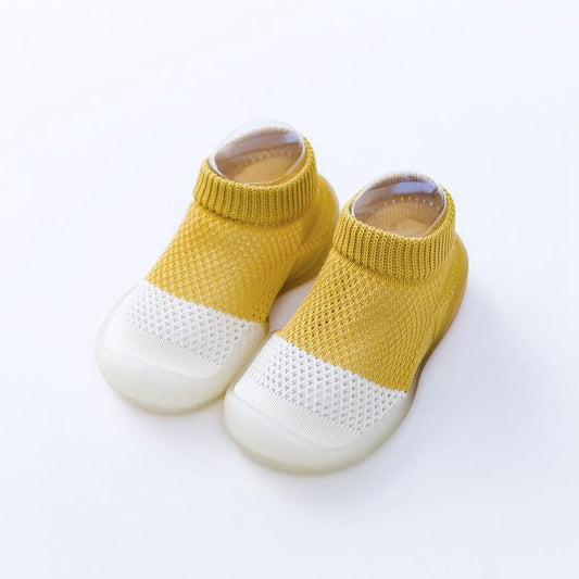Color: Yellow, Child size: 24to25 - Fashion And Simple Children's Non-slip Soft Sole Socks Shoes